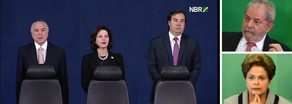 A nova procuradora-geral da República, Raquel Dodge, tomou posse nesta manhã, ao lado de três investigados. Um deles, Michel Temer, denunciado por corrução, obstrução judicial e comando de organização criminosa. Outros, os presidentes da Câmara e do Senado, Rodrigo Maia (DEM-RJ) e Eunício Oliveira (PMDB-CE), acusados de receber propinas da Odebrecht. "Ninguém pode estar acima ou abaixo da lei", disse Dodge, em seu discurso. Na fala, ela reproduziu uma frase que tem sido repetida com frequência pela presidente deposta Dilma Rousseff, citando como exemplo o fato de ela e o ex-presidente Lula terem sido colocados "abaixo da lei" durante o processo que levou ao golpe de 2016 (Foto: Leonardo Attuch) A nova procuradora-geral da República, Raquel Dodge, tomou posse nesta manhã, ao lado de três investigados. Um deles, Michel Temer, denunciado por corrução, obstrução judicial e comando de organização criminosa. Outros, os presidentes da Câmara e do Senado, Rodrigo Maia (DEM-RJ) e Eunício Oliveira (PMDB-CE), acusados de receber propinas da Odebrecht. "Ninguém pode estar acima ou abaixo da lei", disse Dodge, em seu discurso. Na fala, ela reproduziu uma frase que tem sido repetida com frequência pela presidente deposta Dilma Rousseff, citando como exemplo o fato de ela e o ex-presidente Lula terem sido colocados "abaixo da lei" durante o processo que levou ao golpe de 2016