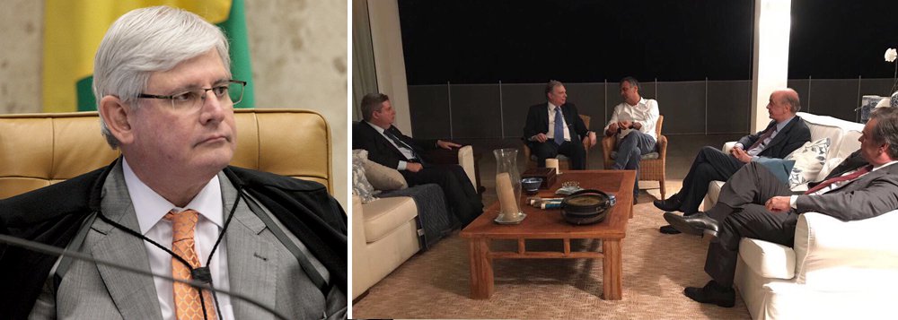 Ao reiterar ao STF o pedido de prisão contra o senador, por entender que ele continua exercendo funções políticas, contrariando decisão do ministro Edson Fachin, que o afastou do cargo no dia 18 de maio, o procurador-geral da República citou uma postagem no Facebook feita por Aécio Neves no dia 30 de maio, em que o senador afastado aparece em uma foto acompanhado de senadores tucanos debatendo "votações no Congresso e a agenda política" (Foto: Gisele Federicce) Ao reiterar ao STF o pedido de prisão contra o senador, por entender que ele continua exercendo funções políticas, contrariando decisão do ministro Edson Fachin, que o afastou do cargo no dia 18 de maio, o procurador-geral da República citou uma postagem no Facebook feita por Aécio Neves no dia 30 de maio, em que o senador afastado aparece em uma foto acompanhado de senadores tucanos debatendo "votações no Congresso e a agenda política"