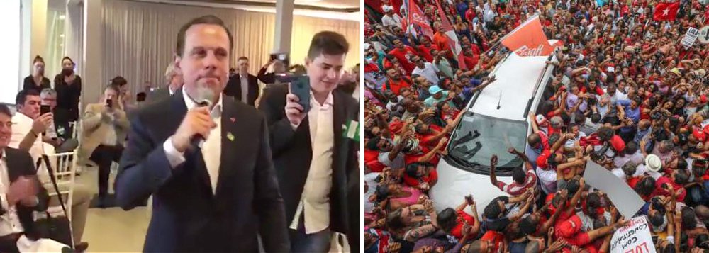 Jornalista Joaquim de Carvalho retrata, no Diário do Centro do Mundo, a diferença da recepção do prefeito de São Paulo, João Doria, em Fortaleza, com a do ex-presidente Lula na Bahia; enquanto o tucano deu uma palestra a empresários sobre gestão, depois de ter perdido seu quarto secretário em menos de oito meses, Lula foi cercado pelo povo na sua chegada ao Recôncavo Baiano, destaca (Foto: Gisele Federicce) Jornalista Joaquim de Carvalho retrata, no Diário do Centro do Mundo, a diferença da recepção do prefeito de São Paulo, João Doria, em Fortaleza, com a do ex-presidente Lula na Bahia; enquanto o tucano deu uma palestra a empresários sobre gestão, depois de ter perdido seu quarto secretário em menos de oito meses, Lula foi cercado pelo povo na sua chegada ao Recôncavo Baiano, destaca