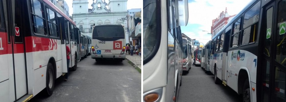 Os ônibus urbanos de Maceió deixaram de circular por volta de 10h desta quarta-feira (15); os rodoviários aderiram ao movimento nacional contra a reforma da Previdência proposta pelo governo do presidente Michel Temer (PMDB); dezenas de veículos ficaram parados na Rua do Comércio, no Centro; trabalhadores, estudantes e membros da sociedade civil estão concentrados na Praça dos Martírios, também no Centro, para protestar contra as mudanças (Foto: Voney Malta) Os ônibus urbanos de Maceió deixaram de circular por volta de 10h desta quarta-feira (15); os rodoviários aderiram ao movimento nacional contra a reforma da Previdência proposta pelo governo do presidente Michel Temer (PMDB); dezenas de veículos ficaram parados na Rua do Comércio, no Centro; trabalhadores, estudantes e membros da sociedade civil estão concentrados na Praça dos Martírios, também no Centro, para protestar contra as mudanças