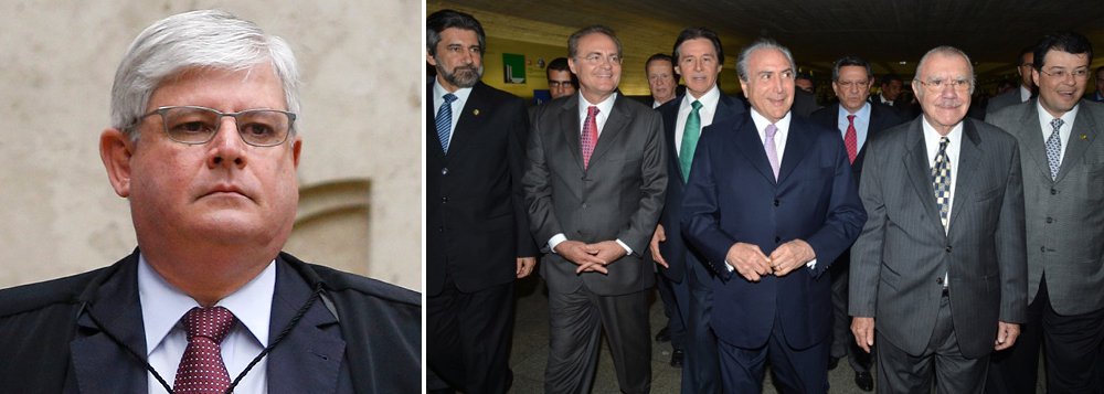 Procurador-geral da República, Rodrigo Janot, apresentou nessa sexta-feira, 8, denúncia ao Supremo Tribunal Federal (STF) contra senadores do PMDB pelo crime de organização criminosa; foram denunciados os senadores Renan Calheiros (AL), Edison Lobão (MA), Romero Jucá (RR), Valdir Raupp (RO) e Jader Barbalho (PA), além do ex-senador José Sarney; segundo o procurador, 'no âmbito da Petrobrás, o núcleo político continuou a receber vantagem indevida até pelo menos 2014, às vésperas da Operação Lava Jato'; "Contudo, ante a forte atuação parlamentar e responsabilidade por outras indicações políticas, as quais ainda perduram, a organização criminosa permaneceu praticando", anotou (Foto: Aquiles Lins) Procurador-geral da República, Rodrigo Janot, apresentou nessa sexta-feira, 8, denúncia ao Supremo Tribunal Federal (STF) contra senadores do PMDB pelo crime de organização criminosa; foram denunciados os senadores Renan Calheiros (AL), Edison Lobão (MA), Romero Jucá (RR), Valdir Raupp (RO) e Jader Barbalho (PA), além do ex-senador José Sarney; segundo o procurador, 'no âmbito da Petrobrás, o núcleo político continuou a receber vantagem indevida até pelo menos 2014, às vésperas da Operação Lava Jato'; "Contudo, ante a forte atuação parlamentar e responsabilidade por outras indicações políticas, as quais ainda perduram, a organização criminosa permaneceu praticando", anotou