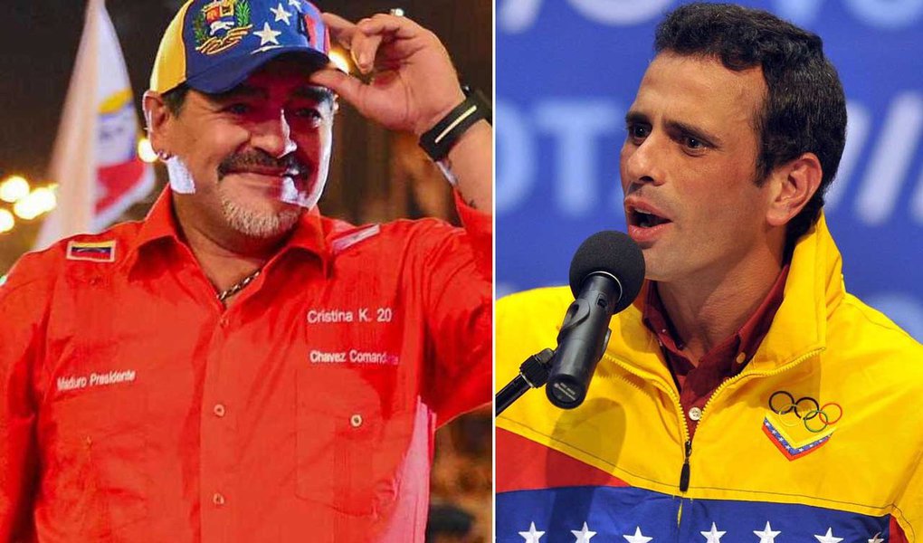 O principal líder opositor ao governo Maduro na Venezuela, derrotado nas últimas eleições, provocou o ex-jogador de futebol argentino por ele ter manifestado apoio ao presidente venezuelano; "Comigo você não se vitima. A diferença entre nós é que eu nunca me vendi", escreveu o argentino (Foto: Aquiles Lins) O principal líder opositor ao governo Maduro na Venezuela, derrotado nas últimas eleições, provocou o ex-jogador de futebol argentino por ele ter manifestado apoio ao presidente venezuelano; "Comigo você não se vitima. A diferença entre nós é que eu nunca me vendi", escreveu o argentino