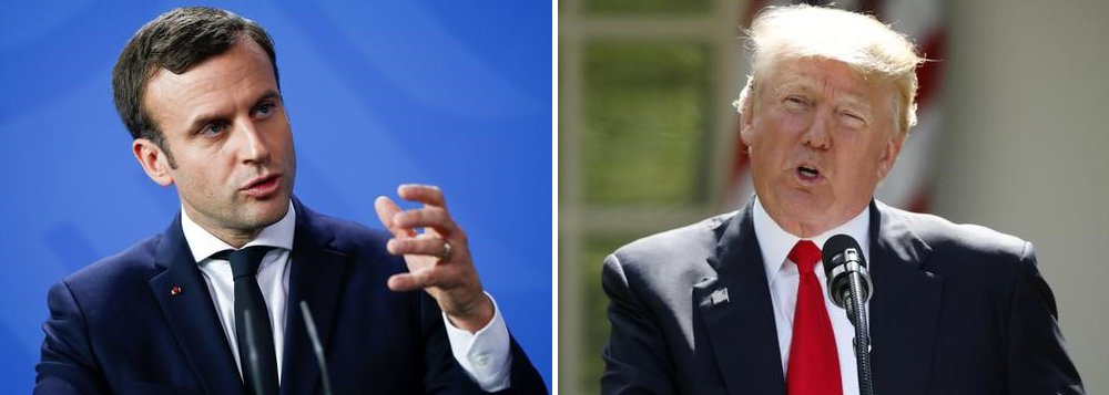 Presidente da França, Emmanuel Macron, disse ao presidente dos Estados Unidos, Donald Trump, que o acordo climático de Paris não pode ser renegociado e que, embora a França continue a trabalhar com Washington, não mais discutiria assuntos climáticos com os EUA, disse uma fonte francesa; "O presidente falou com o presidente Trump em um telefonema de cinco minutos", afirmou uma fonte próxima a Macron (Foto: Aquiles Lins) Presidente da França, Emmanuel Macron, disse ao presidente dos Estados Unidos, Donald Trump, que o acordo climático de Paris não pode ser renegociado e que, embora a França continue a trabalhar com Washington, não mais discutiria assuntos climáticos com os EUA, disse uma fonte francesa; "O presidente falou com o presidente Trump em um telefonema de cinco minutos", afirmou uma fonte próxima a Macron