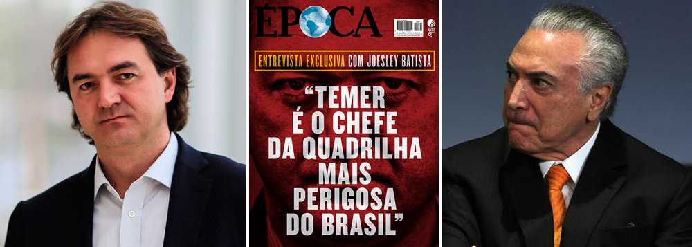 Joesley confirmou ontem à “Época” o que eu disse há 17 dias com uma agravante: além de dizer que Temer é, literalmente, o chefe da organização criminosa da qual o próprio Joesley participou, essa é, segundo ele “a maior e mais perigosa organização criminosa do país”. Embora eu seja “cabeça branca” fecho com os “cabeças pretas” do PSDB que defendem a devolução dos ministérios, mas entendo que eles devem romper com o governo também nas votações do Congresso, aliar-se à oposição. Quanto mais tempo permanecem ao lado de um presidente da República acusado de ser o chefe da maior e mais perigosa quadrilha do país, mais se aproximam da condição de cúmplices; leia o artigo de Alex Solnik (Foto: Alex Solnik) Joesley confirmou ontem à “Época” o que eu disse há 17 dias com uma agravante: além de dizer que Temer é, literalmente, o chefe da organização criminosa da qual o próprio Joesley participou, essa é, segundo ele “a maior e mais perigosa organização criminosa do país”. Embora eu seja “cabeça branca” fecho com os “cabeças pretas” do PSDB que defendem a devolução dos ministérios, mas entendo que eles devem romper com o governo também nas votações do Congresso, aliar-se à oposição. Quanto mais tempo permanecem ao lado de um presidente da República acusado de ser o chefe da maior e mais perigosa quadrilha do país, mais se aproximam da condição de cúmplices; leia o artigo de Alex Solnik