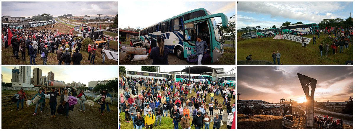 A proibição de manifestações populares pela juíza Diele Zydak parece ter apenas elevado o ânimo e o número de caravanas que chegam à capital do Paraná nesta nesta terça 9; pela manhã, foi aberto o grande acampamento organizado pelo MST, que também se manifesta em memória do sem-terra Antônio Tavares Pereira, morto pela Polícia Militar há 17 anos; a chamada 'Jornada de Lutas pela Democracia', que pede "Um Brasil Justo para Todos e para Lula", ficará na cidade durante o depoimento do ex-presidente ao juiz Sergio Moro, marcado para as 14h desta quarta-feira 10; Moro pediu em vídeo para que apoiadores da Lava Jato não se manifestem; diversas lideranças políticas, como Dilma Rousseff, estarão na cidade (Foto: Felipe L. Goncalves) A proibição de manifestações populares pela juíza Diele Zydak parece ter apenas elevado o ânimo e o número de caravanas que chegam à capital do Paraná nesta nesta terça 9; pela manhã, foi aberto o grande acampamento organizado pelo MST, que também se manifesta em memória do sem-terra Antônio Tavares Pereira, morto pela Polícia Militar há 17 anos; a chamada 'Jornada de Lutas pela Democracia', que pede "Um Brasil Justo para Todos e para Lula", ficará na cidade durante o depoimento do ex-presidente ao juiz Sergio Moro, marcado para as 14h desta quarta-feira 10; Moro pediu em vídeo para que apoiadores da Lava Jato não se manifestem; diversas lideranças políticas, como Dilma Rousseff, estarão na cidade