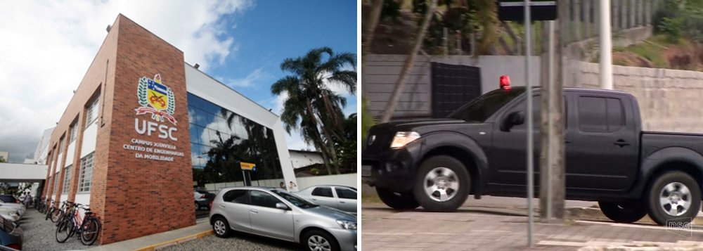 Mais de 100 policiais federais cumprem na manhã de hoje (14) mandados judiciais expedidos pela 1ª Vara da Justiça Federal em Santa Catarina, em investigação para desarticular uma organização criminosa que desviava recursos destinados a cursos da Educação a Distância da Universidade Federal de Santa Catarina (UFSC) (Foto: Leonardo Attuch) Mais de 100 policiais federais cumprem na manhã de hoje (14) mandados judiciais expedidos pela 1ª Vara da Justiça Federal em Santa Catarina, em investigação para desarticular uma organização criminosa que desviava recursos destinados a cursos da Educação a Distância da Universidade Federal de Santa Catarina (UFSC)