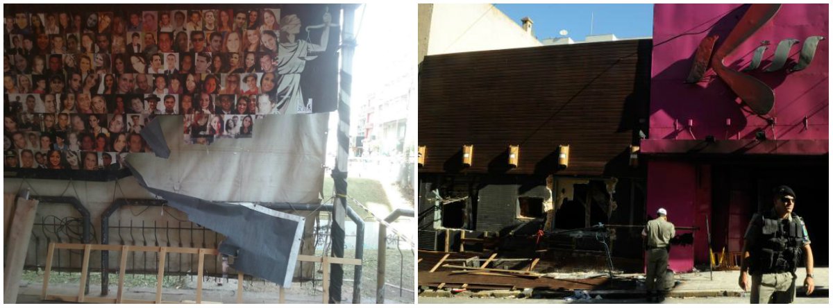 O adereço fica localizado na tenda dos familiares de vítimas, na Praça Saldanha Marinho, no centro de Santa Maria; o vice-presidente da Associação de Familiares de Vítimas e Sobreviventes da Tragédia de Santa Maria (AVTSM), Flávio Silva, informa que o incidente não irá desmobilizar os familiares e que um novo banner será confeccionado; a tragédia aconteceu no dia 27 de janeiro de 2013, deixando 242 mortos e mais de 600 feridos (Foto: Leonardo Lucena) O adereço fica localizado na tenda dos familiares de vítimas, na Praça Saldanha Marinho, no centro de Santa Maria; o vice-presidente da Associação de Familiares de Vítimas e Sobreviventes da Tragédia de Santa Maria (AVTSM), Flávio Silva, informa que o incidente não irá desmobilizar os familiares e que um novo banner será confeccionado; a tragédia aconteceu no dia 27 de janeiro de 2013, deixando 242 mortos e mais de 600 feridos