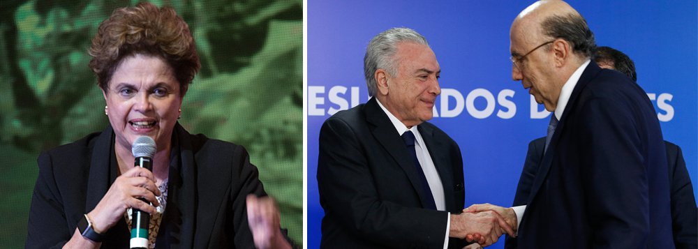 Presidente legítima Dilma Rousseff criticou a mudança da meta fiscal deste ano pelo governo de Michel Temer, de um déficit de R$ 139 bilhões para um rombo de R$ 159 bilhões; em nota, Dilma disse que a meta deve ser ampliada para R$ 170 bilhões no Congresso; "O que já era mentira, virou escândalo. O que era abuso, virou catástrofe. O que era esperteza, virou caos nas contas públicas. O resultado será a paralisia da máquina federal e a depressão da atividade produtiva. Ou seja: mais estagnação econômica e menos serviço público para quem precisa", disse Dilma (Foto: Aquiles Lins) Presidente legítima Dilma Rousseff criticou a mudança da meta fiscal deste ano pelo governo de Michel Temer, de um déficit de R$ 139 bilhões para um rombo de R$ 159 bilhões; em nota, Dilma disse que a meta deve ser ampliada para R$ 170 bilhões no Congresso; "O que já era mentira, virou escândalo. O que era abuso, virou catástrofe. O que era esperteza, virou caos nas contas públicas. O resultado será a paralisia da máquina federal e a depressão da atividade produtiva. Ou seja: mais estagnação econômica e menos serviço público para quem precisa", disse Dilma