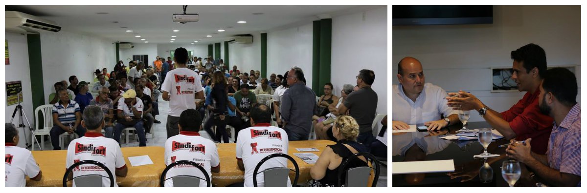 O Sindicato dos Servidores e Empregados Públicos do Município de Fortaleza (Sindfort) está convocando a categoria para um ato público em repúdio à posição da Prefeitura da Prefeitura de Fortaleza de não conceder qualquer reajuste salarial, em 2017. Na última da reunião da Mesa Central de Negociação, realizada dia 30 de maio, o prefeito Roberto Cláudio (PDT) afirmou que, por conta da crise econômica, não poderá conceder reajuste salarial e nem mesmo a reposição da inflação. A data base dos servidores municipais foi em 1º de janeiro e a categoria reivindica um reajuste de 13,60% (Foto: Fatima 247) O Sindicato dos Servidores e Empregados Públicos do Município de Fortaleza (Sindfort) está convocando a categoria para um ato público em repúdio à posição da Prefeitura da Prefeitura de Fortaleza de não conceder qualquer reajuste salarial, em 2017. Na última da reunião da Mesa Central de Negociação, realizada dia 30 de maio, o prefeito Roberto Cláudio (PDT) afirmou que, por conta da crise econômica, não poderá conceder reajuste salarial e nem mesmo a reposição da inflação. A data base dos servidores municipais foi em 1º de janeiro e a categoria reivindica um reajuste de 13,60%