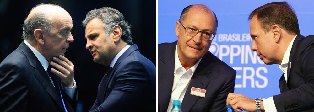 Começa a se tornar desesperadora a situação do PSDB para a disputa presidencial de 2018; neste domingo, o senador José Serra (PSDB-SP), o "Careca" da Odebrecht, voltou a ser acusado de receber propinas na Suíça, juntando-se ao senador Aécio Neves (PSDB-MG), o "Mineirinho", que já era o político mais delatado na Lava Jato; o único que ainda não levou uma bala de canhão foi o governador de São Paulo, Geraldo Alckmin, que é apontado como o "Santo", mas, aparentemente, em condutas menos graves do que as de seus adversários na luta interna; para completar o quadro, o primeiro Datafolha sobre o prefeito João Doria não foi muito animador para suas pretensões presidenciais: 43% dos paulistanos não votariam nele de jeito nenhum (Foto: Leonardo Attuch) Começa a se tornar desesperadora a situação do PSDB para a disputa presidencial de 2018; neste domingo, o senador José Serra (PSDB-SP), o "Careca" da Odebrecht, voltou a ser acusado de receber propinas na Suíça, juntando-se ao senador Aécio Neves (PSDB-MG), o "Mineirinho", que já era o político mais delatado na Lava Jato; o único que ainda não levou uma bala de canhão foi o governador de São Paulo, Geraldo Alckmin, que é apontado como o "Santo", mas, aparentemente, em condutas menos graves do que as de seus adversários na luta interna; para completar o quadro, o primeiro Datafolha sobre o prefeito João Doria não foi muito animador para suas pretensões presidenciais: 43% dos paulistanos não votariam nele de jeito nenhum