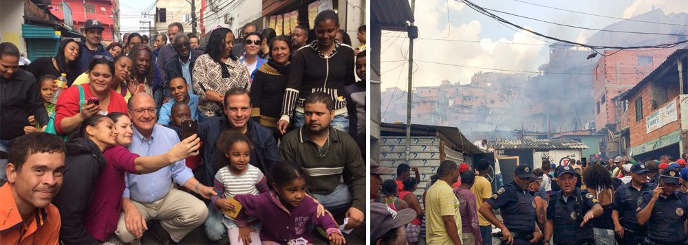 "Os moradores, deixados um bom tempo ao deus dará, tentaram apagar as chamas com baldes d'água", lembra o jornalista Kiko Nogueira, do Diário do Centro do Mundo, sobre o fogo que atingiu a favela nesta quarta-feira 1; "Ele Já se fantasiou de gari, jardineiro, operador de ar comprimido, cadeirante, o diabo — mas nem pensou em colocar a roupinha de bombeiro e correr para onde era realmente necessário", cobrou (Foto: Gisele Federicce) "Os moradores, deixados um bom tempo ao deus dará, tentaram apagar as chamas com baldes d'água", lembra o jornalista Kiko Nogueira, do Diário do Centro do Mundo, sobre o fogo que atingiu a favela nesta quarta-feira 1; "Ele Já se fantasiou de gari, jardineiro, operador de ar comprimido, cadeirante, o diabo — mas nem pensou em colocar a roupinha de bombeiro e correr para onde era realmente necessário", cobrou