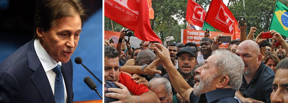 Embota tenha apoiado o golpe parlamentar de 2016, o presidente do Senado, Eunício Oliveira (PMDB-CE), disse que caso o PMDB não lance candidato próprio à Presidência da República em 2018 apoiará uma eventual candidatura do ex-presidente Lula; "Se não houver um entendimento nacional, se não houver uma aliança local que me obrigue diferente, eu sou eleitor do Lula", afirmou Eunício (Foto: Paulo Emílio) Embota tenha apoiado o golpe parlamentar de 2016, o presidente do Senado, Eunício Oliveira (PMDB-CE), disse que caso o PMDB não lance candidato próprio à Presidência da República em 2018 apoiará uma eventual candidatura do ex-presidente Lula; "Se não houver um entendimento nacional, se não houver uma aliança local que me obrigue diferente, eu sou eleitor do Lula", afirmou Eunício