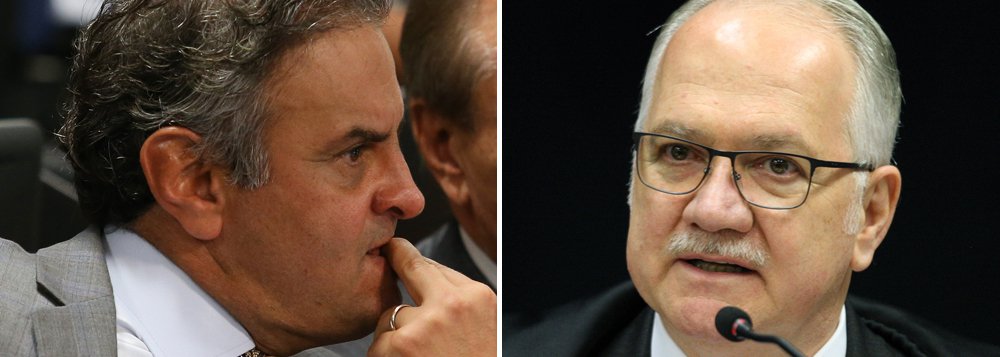 A defesa do senador Aécio Neves (PSDB-MG) pediu a redistribuição do mandado de segurança em que pede a suspensão do afastamento do parlamentar de suas atividades legislativas, poucas horas depois de o ministro Edson Fachin, do Supremo Tribunal Federal, ter sido sorteado relator; caberá ao próprio Fachin decidir se acata o argumento (Foto: Gisele Federicce) A defesa do senador Aécio Neves (PSDB-MG) pediu a redistribuição do mandado de segurança em que pede a suspensão do afastamento do parlamentar de suas atividades legislativas, poucas horas depois de o ministro Edson Fachin, do Supremo Tribunal Federal, ter sido sorteado relator; caberá ao próprio Fachin decidir se acata o argumento