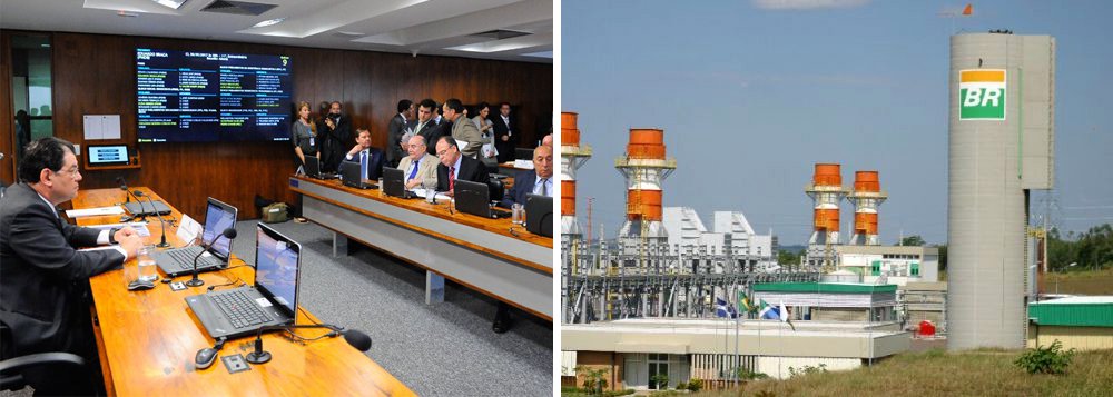 Comissão de Infraestrutura do Senado acionará o Ministério das Minas e Energia para prestar esclarecimentos sobre a venda, anunciada pela Petrobras, da concessão do campo de gás natural de Azulão, na Bacia Amazônica, com reserva estimada em 4,7 bilhões de metros cúbicos; "O campo de gás fica exatamente embaixo do linhão de Tucuruí para Manaus. Portanto, uma usina termoelétrica a gás embaixo desse linhão é praticamente uma mina de ouro. Por isso, eu não entendo a razão de a Petrobras levar à venda um ativo como esse", questiona o senador Eduardo Braga (PMDB-AM) (Foto: Aquiles Lins) Comissão de Infraestrutura do Senado acionará o Ministério das Minas e Energia para prestar esclarecimentos sobre a venda, anunciada pela Petrobras, da concessão do campo de gás natural de Azulão, na Bacia Amazônica, com reserva estimada em 4,7 bilhões de metros cúbicos; "O campo de gás fica exatamente embaixo do linhão de Tucuruí para Manaus. Portanto, uma usina termoelétrica a gás embaixo desse linhão é praticamente uma mina de ouro. Por isso, eu não entendo a razão de a Petrobras levar à venda um ativo como esse", questiona o senador Eduardo Braga (PMDB-AM)