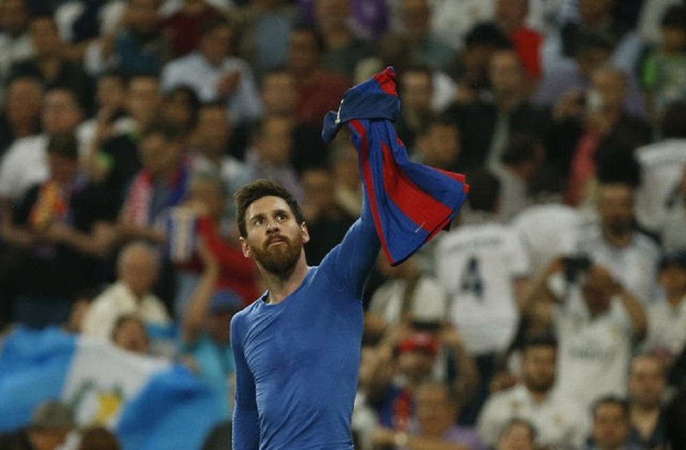 Lionel Messi, do Barcelona, celebra seu terceiro gol em partida, na Espanha. 23/04/2017 Reuters /Susana Vera Livepic (Foto: Gisele Federicce) Lionel Messi, do Barcelona, celebra seu terceiro gol em partida, na Espanha. 23/04/2017 Reuters /Susana Vera Livepic