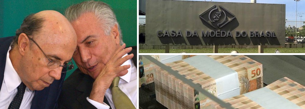 Acredite se quiser: depois de provocar o maior rombo fiscal da história do Brasil, Michel Temer pretende transferir ao setor privado a empresa encarregada de produzir o dinheiro que circula na economia brasileira; venda da Casa da Moeda, fundada em 1694, integra um pacote com 57 projetos para serem privatizados; na lista estão 14 aeroportos, 11 blocos de linhas de transmissão de energia elétrica, 15 terminais portuários, rodovias e empresas públicas, como a Companhias Docas do Espírito Santo, Casemg e CeasaMinas; governo disse que espera investimentos de pelo menos R$ 44 bilhões, sendo que metade deste valor deverá entrar nos primeiros cinco anos do projeto; não chega nem à metade do rombo histórico de R$ 159 bilhões previstos para este ano (Foto: Aquiles Lins) Acredite se quiser: depois de provocar o maior rombo fiscal da história do Brasil, Michel Temer pretende transferir ao setor privado a empresa encarregada de produzir o dinheiro que circula na economia brasileira; venda da Casa da Moeda, fundada em 1694, integra um pacote com 57 projetos para serem privatizados; na lista estão 14 aeroportos, 11 blocos de linhas de transmissão de energia elétrica, 15 terminais portuários, rodovias e empresas públicas, como a Companhias Docas do Espírito Santo, Casemg e CeasaMinas; governo disse que espera investimentos de pelo menos R$ 44 bilhões, sendo que metade deste valor deverá entrar nos primeiros cinco anos do projeto; não chega nem à metade do rombo histórico de R$ 159 bilhões previstos para este ano