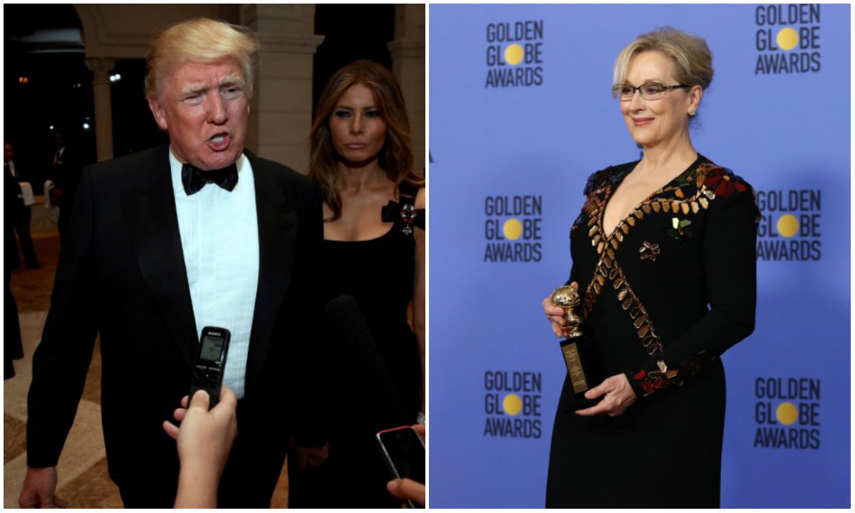 O presidente eleito dos Estados Unidos, Donald Trump, rebateu nesta segunda-feira a atriz Meryl Streep e a chamou de "superestimada", após a artista premiada ter condenado a imitação feita pelo republicano de um repórter com deficiência física; "Meryl Streep, uma das atrizes mais superestimadas em Hollywood, não me conhece, mas me atacou ontem à noite no Globo de Ouro", escreveu Trump no Twitter (Foto: Gisele Federicce) O presidente eleito dos Estados Unidos, Donald Trump, rebateu nesta segunda-feira a atriz Meryl Streep e a chamou de "superestimada", após a artista premiada ter condenado a imitação feita pelo republicano de um repórter com deficiência física; "Meryl Streep, uma das atrizes mais superestimadas em Hollywood, não me conhece, mas me atacou ontem à noite no Globo de Ouro", escreveu Trump no Twitter