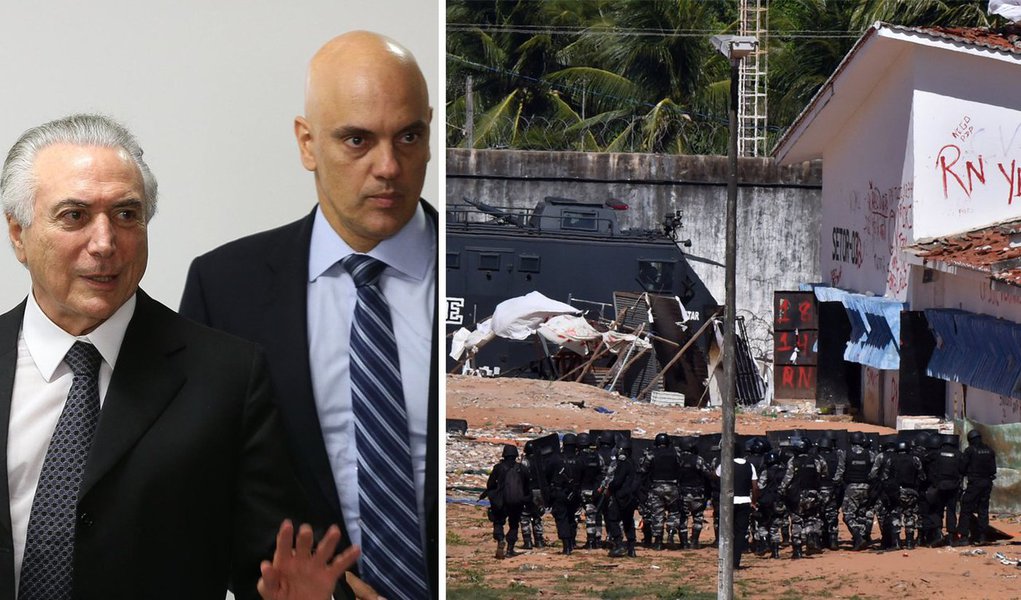 Alexandre de Moraes que ocupa o Ministério, vejam vocês, da Justiça, falou a verdade. Ele disse que o horror que acontece nos presídios brasileiros é preocupante, claro. Mas que a situação está sob controle. Aí ele não mentiu, coisa rara, os presídios estão sim sob controle do PCC e do Comando Vermelho, diante da inércia do Estado (Foto: Eric Nepomuceno) Alexandre de Moraes que ocupa o Ministério, vejam vocês, da Justiça, falou a verdade. Ele disse que o horror que acontece nos presídios brasileiros é preocupante, claro. Mas que a situação está sob controle. Aí ele não mentiu, coisa rara, os presídios estão sim sob controle do PCC e do Comando Vermelho, diante da inércia do Estado