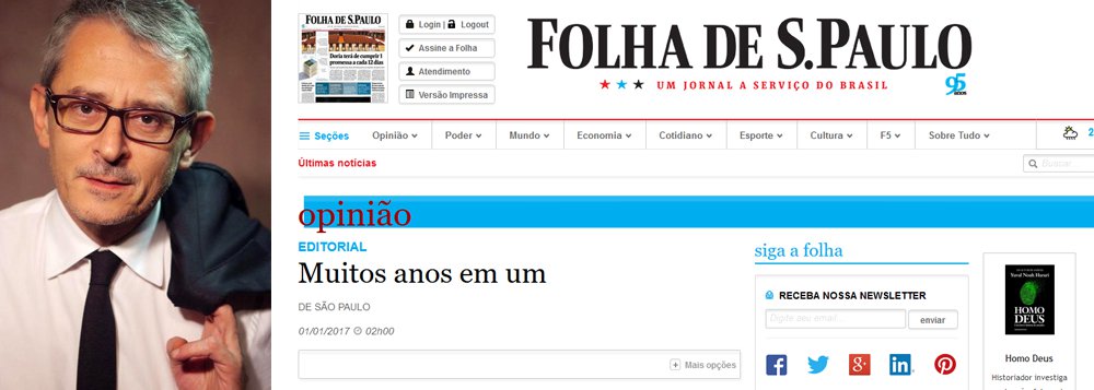 "Há algo errado numa jovem democracia que depõe, pela via legítima da Constituição, dois chefes de Estado num lapso de 24 anos. Falharam os controles que deveriam evitar o uso desse recurso brutal e traumático contra o mandato presidencial concedido pelo voto direto", diz editorial da Folha, de Otávio Frias Filho, que apoiou o golpe parlamentar de 2016, que praticamente quebrou a economia brasileira (Foto: Leonardo Attuch) "Há algo errado numa jovem democracia que depõe, pela via legítima da Constituição, dois chefes de Estado num lapso de 24 anos. Falharam os controles que deveriam evitar o uso desse recurso brutal e traumático contra o mandato presidencial concedido pelo voto direto", diz editorial da Folha, de Otávio Frias Filho, que apoiou o golpe parlamentar de 2016, que praticamente quebrou a economia brasileira