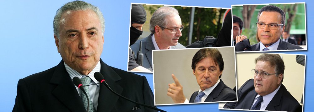 A liderança do PMDB parece ter tido um papel crucial na corrupção investigada pela operação Lava Jato; dos peemedebistas citados por delatores, cinco já foram líderes da bancada do partido na Câmara: Michel Temer, Eduardo Cunha, Henrique Eduardo Alves, Eunício Oliveira e Geddel Vieira Lima (Foto: Giuliana Miranda) A liderança do PMDB parece ter tido um papel crucial na corrupção investigada pela operação Lava Jato; dos peemedebistas citados por delatores, cinco já foram líderes da bancada do partido na Câmara: Michel Temer, Eduardo Cunha, Henrique Eduardo Alves, Eunício Oliveira e Geddel Vieira Lima