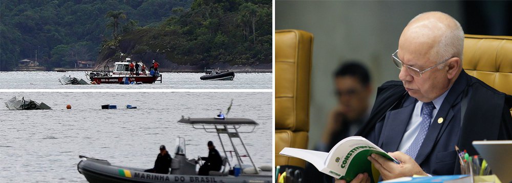 Levantamento realizado pelo instituto Paraná Pesquisas entre esta quinta e sexta-feira aponta que a grande maioria dos brasileiros não acredita que a queda do avião onde estava o ministro do STF Teori Zavascki tenha sido uma fatalidade; apenas 15% dos entrevistados acreditam que a morte do relator da Lava Jato no Supremo tenha sido um acidente, enquanto 1,3% não soube ou não quis responder; o Ministério Público Federal e a Polícia Federal já abriram inquérito para apurar a queda da aeronave, que levava outras quatro pessoas, além de Teori Zavascki, a Paraty, no Rio de Janeiro (Foto: Gisele Federicce) www.brasil247.com - Levantamento realizado pelo instituto Paraná Pesquisas entre esta quinta e sexta-feira aponta que a grande maioria dos brasileiros não acredita que a queda do avião onde estava o ministro do STF Teori Zavascki tenha sido uma fatalidade; apenas 15% dos entrevistados acreditam que a morte do relator da Lava Jato no Supremo tenha sido um acidente, enquanto 1,3% não soube ou não quis responder; o Ministério Público Federal e a Polícia Federal já abriram inquérito para apurar a queda da aeronave, que levava outras quatro pessoas, além de Teori Zavascki, a Paraty, no Rio de Janeiro