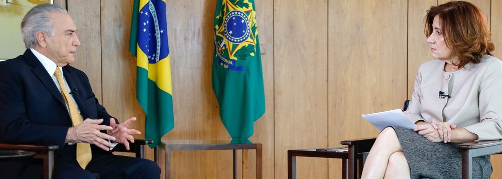 Brasília - DF, 13/10/2016. Presidente Michel Temer durante entrevista para Miriam Leitão da Globo News. Foto: Marcos Corrêa/PR (Foto: Leonardo Attuch) Brasília - DF, 13/10/2016. Presidente Michel Temer durante entrevista para Miriam Leitão da Globo News. Foto: Marcos Corrêa/PR