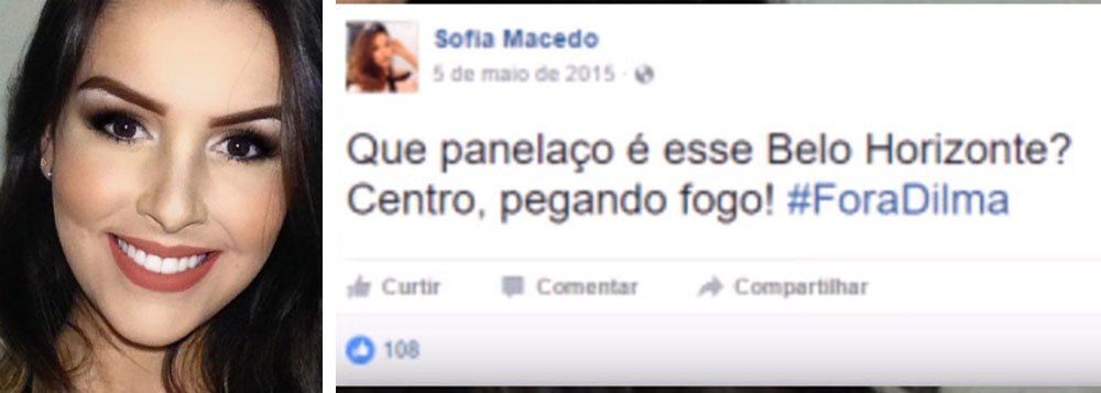Suspeita pela Polícia Federal de contratar uma quadrilha especializada em fraudes no Exame Nacional do Ensino Médio (ENEM) 2016 e em outros concursos realizados no País, a estudante Sofia Azevedo Macedo, moradora do Vale do Jequitinhonha, se manifestou contra a corrupção no Brasil, pedindo "Fora, Dilma"; com ponto eletrônico, ela respondia com tosses às perguntas do membro da quadrilha que tentava fraudar o Enem (Foto: Aquiles Lins) Suspeita pela Polícia Federal de contratar uma quadrilha especializada em fraudes no Exame Nacional do Ensino Médio (ENEM) 2016 e em outros concursos realizados no País, a estudante Sofia Azevedo Macedo, moradora do Vale do Jequitinhonha, se manifestou contra a corrupção no Brasil, pedindo "Fora, Dilma"; com ponto eletrônico, ela respondia com tosses às perguntas do membro da quadrilha que tentava fraudar o Enem