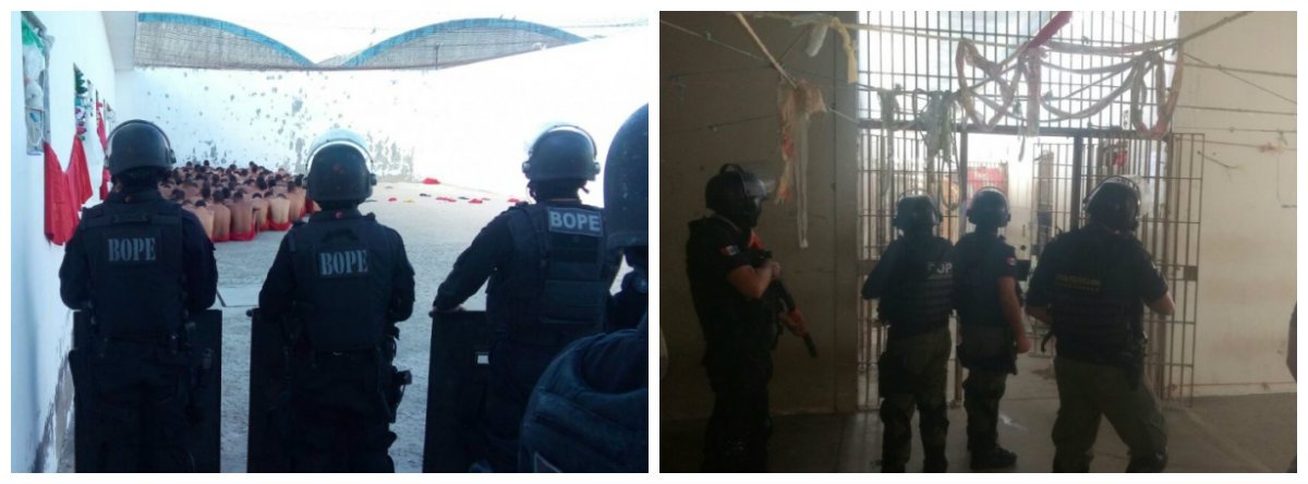 Operação do Batalhão de Operações Policiais Especiais (Bope) e do Grupo de Remoção e Intervenção Tática (Gerit) apreendeu chips, celulares, espetos, um fone de ouvido, maconha e cachimbos utilizados para drogas no Presídio Cyridião Durval, em Maceió; embora a PM diga que a operação foi de rotina, ação também foi motivada pelos acontecimentos no Complexo Penitenciário Anísio Jobim (Compaj), em Manaus, que deixou 60 mortos (Foto: Voney Malta) Operação do Batalhão de Operações Policiais Especiais (Bope) e do Grupo de Remoção e Intervenção Tática (Gerit) apreendeu chips, celulares, espetos, um fone de ouvido, maconha e cachimbos utilizados para drogas no Presídio Cyridião Durval, em Maceió; embora a PM diga que a operação foi de rotina, ação também foi motivada pelos acontecimentos no Complexo Penitenciário Anísio Jobim (Compaj), em Manaus, que deixou 60 mortos