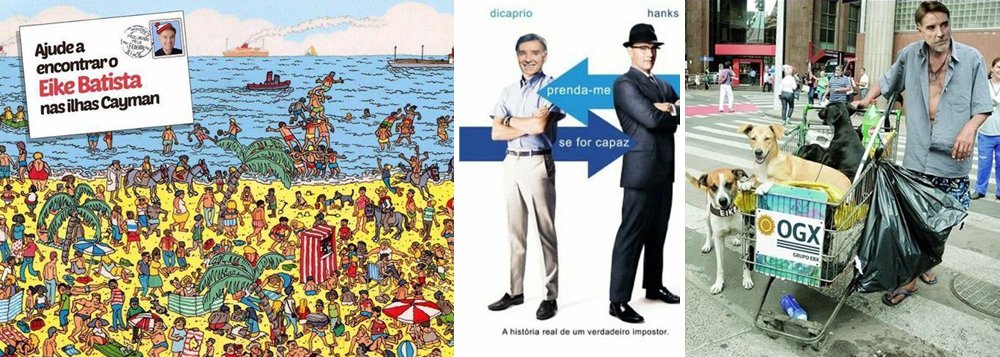 Após ser prisão decretada pela Polícia Federal, o empresário Eike Batista virou meme na internet por não se entregar. Circula, por exemplo, uma foto do ex-bilionário na embalagem da Sadia, com o escrito "Escondidinho - carne moída com purê de batata". Outras fotos mostram Eike, como um mendigo, e seu carrinho de supermercado, com o nome da OGX; também há foto do Pato Donald com um maleta cheia de dinheiro; Eike viajou para os Estados Unidos, usando um passaporte alemão – ele tem dupla nacionalidade (Foto: Leonardo Lucena) Após ser prisão decretada pela Polícia Federal, o empresário Eike Batista virou meme na internet por não se entregar. Circula, por exemplo, uma foto do ex-bilionário na embalagem da Sadia, com o escrito "Escondidinho - carne moída com purê de batata". Outras fotos mostram Eike, como um mendigo, e seu carrinho de supermercado, com o nome da OGX; também há foto do Pato Donald com um maleta cheia de dinheiro; Eike viajou para os Estados Unidos, usando um passaporte alemão – ele tem dupla nacionalidade