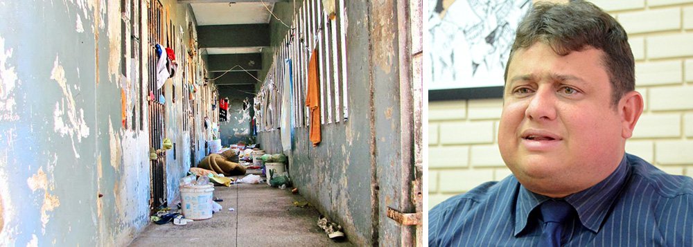 Em meio à crise do sistema penitenciário nacional, o secretário de Justiça e Cidadania do Rio Grande do Norte, Wallber Virgolino, disse que "presídio não é hotel e preso não é hóspede", para ele, "É um hotel, sabe por quê? Se você pegar a maioria dos presídios do Brasil vai encontrar televisão, frigobar, ar-condicionado. Isso não é um hotel, não?"; "A gente tem que encarar o preso como preso. Se a educação pecou, se os programas sociais pecaram, não é problema nosso. Estamos lá para custodiar", disparou (Foto: Paulo Emílio) Em meio à crise do sistema penitenciário nacional, o secretário de Justiça e Cidadania do Rio Grande do Norte, Wallber Virgolino, disse que "presídio não é hotel e preso não é hóspede", para ele, "É um hotel, sabe por quê? Se você pegar a maioria dos presídios do Brasil vai encontrar televisão, frigobar, ar-condicionado. Isso não é um hotel, não?"; "A gente tem que encarar o preso como preso. Se a educação pecou, se os programas sociais pecaram, não é problema nosso. Estamos lá para custodiar", disparou