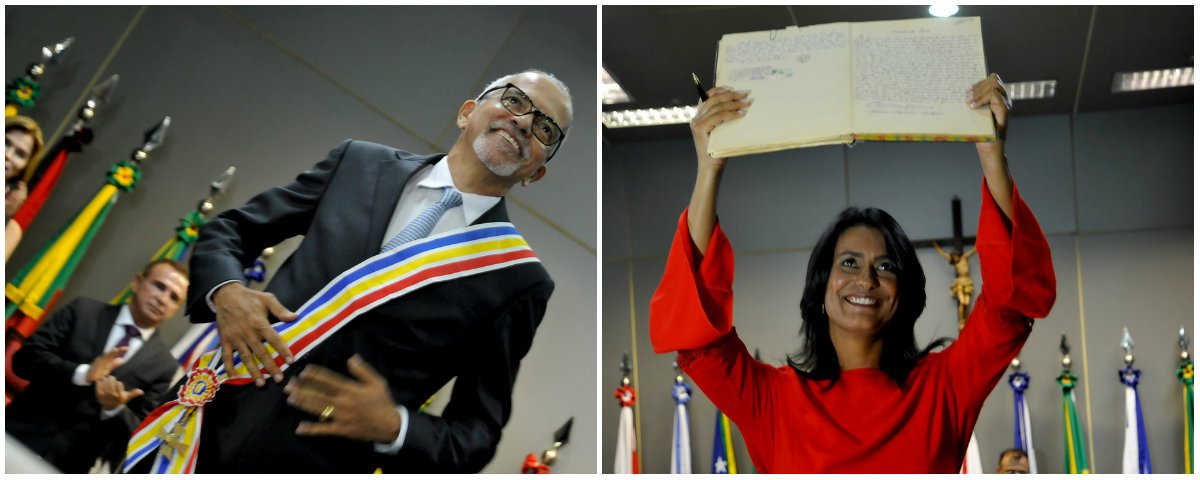 O prefeito de Aracaju, Edvaldo Nogueira (PCdoB), e a vice-prefeita Eliane Aquino (PT) foram empossados, neste domingo (1º), pela Câmara de Vereadores da capital, em cerimônia realizada no auditório do Tribunal de Justiça de Sergipe; a solenidade, que reuniu centenas de pessoas, contou com a presença do governador Jackson Barreto (PMDB) e da presidente nacional do PCdoB, deputada federal Luciana Santos, além de políticos, familiares e amigos; em seu discurso, Edvaldo reafirmou seu compromisso em trabalhar para que Aracaju se torne uma cidade “mais moderna e mais eficiente na prestação dos serviços”; Eliane disse que o foco maior será "cuidar das pessoas" (Foto: Valter Lima) O prefeito de Aracaju, Edvaldo Nogueira (PCdoB), e a vice-prefeita Eliane Aquino (PT) foram empossados, neste domingo (1º), pela Câmara de Vereadores da capital, em cerimônia realizada no auditório do Tribunal de Justiça de Sergipe; a solenidade, que reuniu centenas de pessoas, contou com a presença do governador Jackson Barreto (PMDB) e da presidente nacional do PCdoB, deputada federal Luciana Santos, além de políticos, familiares e amigos; em seu discurso, Edvaldo reafirmou seu compromisso em trabalhar para que Aracaju se torne uma cidade “mais moderna e mais eficiente na prestação dos serviços”; Eliane disse que o foco maior será "cuidar das pessoas"
