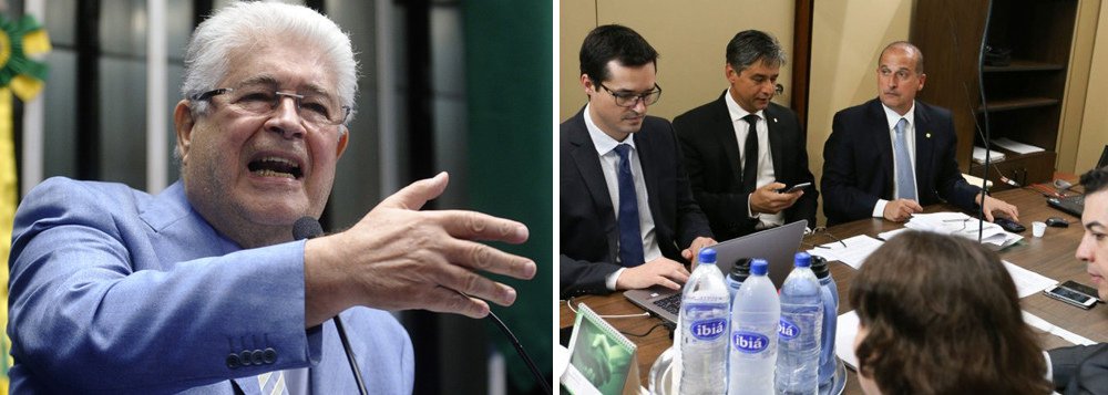 Senador Roberto Requião (PMDB-PR), que será relator de projeto sobre abuso de autoridade, fez uma defesa contundente à proposta que previa criação do crime de responsabilidade para juízes e integrantes do Ministério Público; "Eu simpatizo com algumas medidas fortes para acabar com impunidade. Mas garantir abuso de autoridade impune é coisa de fascista. Não mesmo", disse; a proposta foi excluída das medidas anticorrupção pelo relator Onyx Lorenzoni (DEM-RS), após pedido de procuradores do Ministério Público Federal, liderados por Deltan Dallagnol; para Requião, juízes e procuradores não podem ser intocáveis (Foto: Aquiles Lins) Senador Roberto Requião (PMDB-PR), que será relator de projeto sobre abuso de autoridade, fez uma defesa contundente à proposta que previa criação do crime de responsabilidade para juízes e integrantes do Ministério Público; "Eu simpatizo com algumas medidas fortes para acabar com impunidade. Mas garantir abuso de autoridade impune é coisa de fascista. Não mesmo", disse; a proposta foi excluída das medidas anticorrupção pelo relator Onyx Lorenzoni (DEM-RS), após pedido de procuradores do Ministério Público Federal, liderados por Deltan Dallagnol; para Requião, juízes e procuradores não podem ser intocáveis