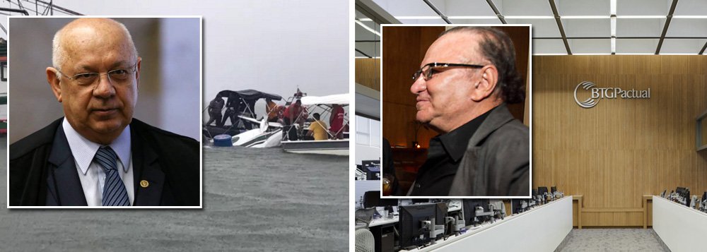 Empresário Carlos Alberto Fernandes Filgueiras, dono do Hotel Emiliano e que morreu junto com o ministro Teori Zavascki na queda do avião em Paraty, era sócio do Banco BTG Pactual, cujo ex-presidente André Esteves figura entre os investigados da operação Lava Jato; segundo o jornalista Alceu Castilho, do blog Outras Palavras, a Forte Mar Empreendimentos e Participações, uma das empresas de Filgueiras, tem 90% de seu capital social em nome do Development Fund Warehouse, um fundo de investimentos do BTG; em dezembro de 2015, Teori Zavascki revogou prisão de Esteves, enviando-o ao recolhimento domiciliar; em abril de 2016, o ministro suspendeu as medidas cautelares contra o banqueiro (Foto: Aquiles Lins) Empresário Carlos Alberto Fernandes Filgueiras, dono do Hotel Emiliano e que morreu junto com o ministro Teori Zavascki na queda do avião em Paraty, era sócio do Banco BTG Pactual, cujo ex-presidente André Esteves figura entre os investigados da operação Lava Jato; segundo o jornalista Alceu Castilho, do blog Outras Palavras, a Forte Mar Empreendimentos e Participações, uma das empresas de Filgueiras, tem 90% de seu capital social em nome do Development Fund Warehouse, um fundo de investimentos do BTG; em dezembro de 2015, Teori Zavascki revogou prisão de Esteves, enviando-o ao recolhimento domiciliar; em abril de 2016, o ministro suspendeu as medidas cautelares contra o banqueiro