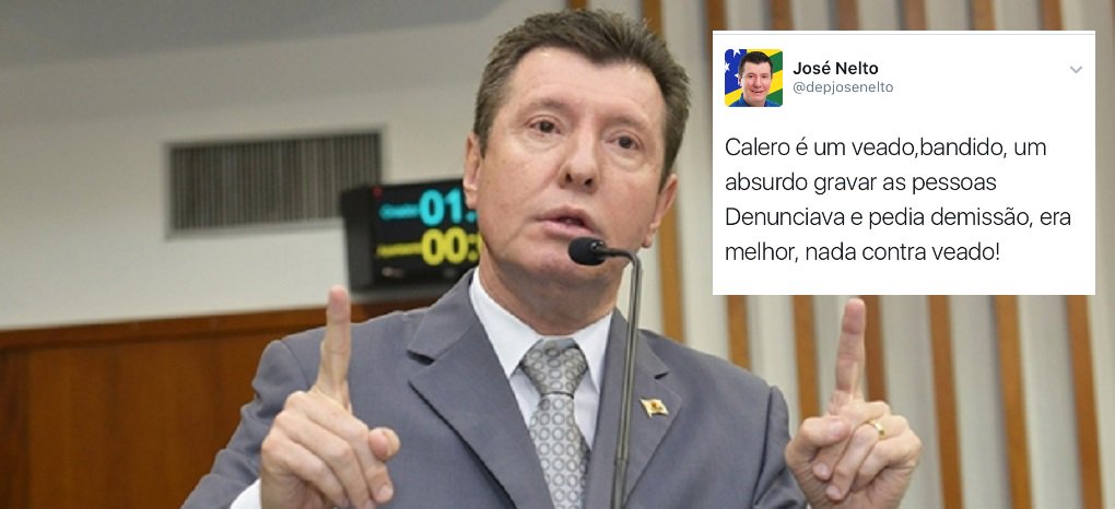O deputado estadual José Nelto (PMDB), conhecido pelo temperamento explosivo, ofendeu no Twitter o ex-ministro da Cultura Marcelo Caler; no começo da madrugada deste domingo (27), Nelto chamou Calero de "veado" e "bandido"; na manhã deste domingo, o tweet ofensivo de Nelto já havia sido deletado; em março deste ano, no mesmo Twitter, José Nelto chamou o ministro Teori Zavascki de "bandido" e "corrupto"; depois, afirmo que sua conta na rede social foi hackeada na ocasião (Foto: José Barbacena) O deputado estadual José Nelto (PMDB), conhecido pelo temperamento explosivo, ofendeu no Twitter o ex-ministro da Cultura Marcelo Caler; no começo da madrugada deste domingo (27), Nelto chamou Calero de "veado" e "bandido"; na manhã deste domingo, o tweet ofensivo de Nelto já havia sido deletado; em março deste ano, no mesmo Twitter, José Nelto chamou o ministro Teori Zavascki de "bandido" e "corrupto"; depois, afirmo que sua conta na rede social foi hackeada na ocasião