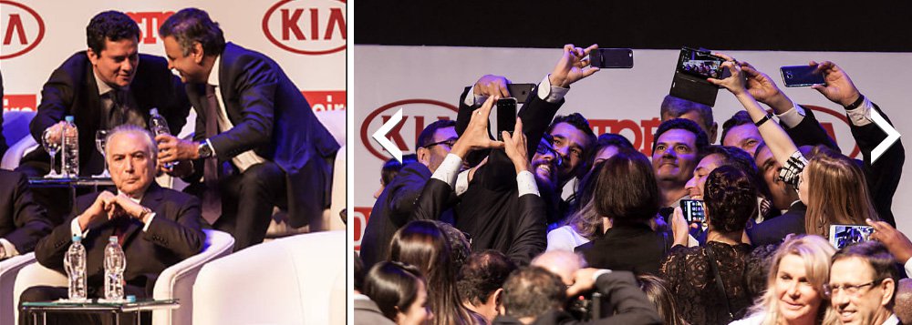 Com convidados da elite do PSDB, entre eles, Geraldo Alckmin, Aécio Neves, João Doria, José Serra e Alexandre de Moraes (ministro da Justiça), a revista IstoÉ promoveu uma festa para premiar o presidente Michel Temer , bem como o juiz federal Sergio Moro; vale destacar que tanto Aécio quanto Serra aparecem em inúmeras delações premiadas no âmbito da operação Lava Jato, que tem Moro como figura central, na segunda-feira (5), Moro também foi o convidado de honra do governador do Mato Grosso, Pedro Taques (PSDB), para o lançamento do Portal Transparência do Mato Grosso, que também foi citado me delações da Operação Rêmora, da Polícia Federal, destaca Helena Sthephanowitz, no blog da Helena (Foto: Paulo Emílio) Com convidados da elite do PSDB, entre eles, Geraldo Alckmin, Aécio Neves, João Doria, José Serra e Alexandre de Moraes (ministro da Justiça), a revista IstoÉ promoveu uma festa para premiar o presidente Michel Temer , bem como o juiz federal Sergio Moro; vale destacar que tanto Aécio quanto Serra aparecem em inúmeras delações premiadas no âmbito da operação Lava Jato, que tem Moro como figura central, na segunda-feira (5), Moro também foi o convidado de honra do governador do Mato Grosso, Pedro Taques (PSDB), para o lançamento do Portal Transparência do Mato Grosso, que também foi citado me delações da Operação Rêmora, da Polícia Federal, destaca Helena Sthephanowitz, no blog da Helena