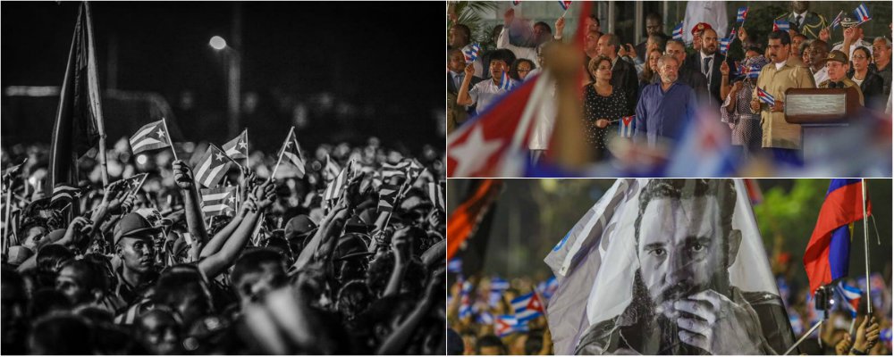 Após despedida de nove dias que mobilizou Cuba, Fidel Castro foi enterrado na manhã deste domingo (4) no cemitério Santa Ifigênia, em Santiago, no leste do país; as cinzas de Fidel, que governou por 49 anos após implantar o comunismo em Cuba, foram depositadas ao lado do mausoléu do herói nacional de Cuba, Jose Martí (1853-95); a cerimônia de enterro, de acesso restrito, não foi transmitida pela TV estatal cubana; o ato teve a presença de vários convidados internacionais, entre os quais os ex-presidentes Luiz Inácio Lula da Silva e Dilma Rousseff e o mandatário venezuelano, Nicolás Maduro; os três foram abraçados por Raúl ao final do discurso; confira fotos das homenagens (Foto: Valter Lima) Após despedida de nove dias que mobilizou Cuba, Fidel Castro foi enterrado na manhã deste domingo (4) no cemitério Santa Ifigênia, em Santiago, no leste do país; as cinzas de Fidel, que governou por 49 anos após implantar o comunismo em Cuba, foram depositadas ao lado do mausoléu do herói nacional de Cuba, Jose Martí (1853-95); a cerimônia de enterro, de acesso restrito, não foi transmitida pela TV estatal cubana; o ato teve a presença de vários convidados internacionais, entre os quais os ex-presidentes Luiz Inácio Lula da Silva e Dilma Rousseff e o mandatário venezuelano, Nicolás Maduro; os três foram abraçados por Raúl ao final do discurso; confira fotos das homenagens