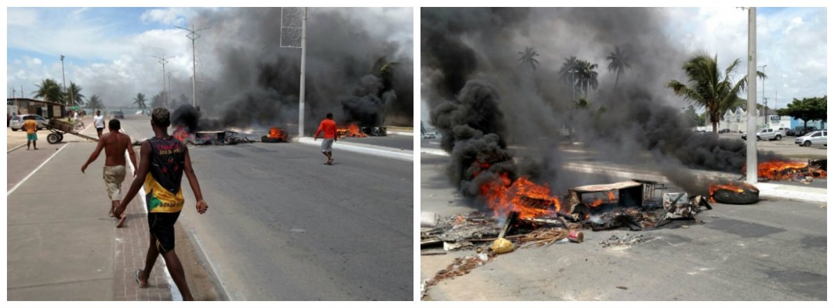 O protesto fechou os dois sentidos da Avenida Assis Chateaubriand, em Maceió; o seguro defeso, que é repassado pelo Instituto Nacional de Seguridade Social (INSS), e que deveria ter sido pago em dezembro, está atrasado; “Não temos como sobreviver sem este seguro, que é pago no meio e no fim do ano. Somente vamos retomar os trabalhos de pesca no dia 15 de janeiro, quando há liberação", reclamou um dos pescadores; protesto marca mais uma ação dos trabalhadores abandonados pelo governo do presidente Michel Temer (PMDB); veja vídeo (Foto: Voney Malta) O protesto fechou os dois sentidos da Avenida Assis Chateaubriand, em Maceió; o seguro defeso, que é repassado pelo Instituto Nacional de Seguridade Social (INSS), e que deveria ter sido pago em dezembro, está atrasado; “Não temos como sobreviver sem este seguro, que é pago no meio e no fim do ano. Somente vamos retomar os trabalhos de pesca no dia 15 de janeiro, quando há liberação", reclamou um dos pescadores; protesto marca mais uma ação dos trabalhadores abandonados pelo governo do presidente Michel Temer (PMDB); veja vídeo