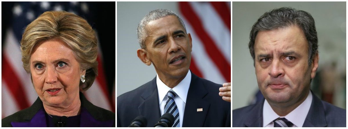 Derrotados, o presidente americano Barack Obama e a candidata democrata Hillary Clinton desejaram sorte ao presidente eleito Donald Trump, o oposto do que fizeram Aécio Neves e o PSDB em 2014, atirando o Brasil na maior crise de sua história; "Devemos aceitar o resultado e olhar para o futuro", disse Hillary; "Estamos todos torcendo agora para seu sucesso em unir e liderar o país", completou Obama; nos Estados Unidos, respeito às urnas fortalece a democracia (Foto: Gisele Federicce) Derrotados, o presidente americano Barack Obama e a candidata democrata Hillary Clinton desejaram sorte ao presidente eleito Donald Trump, o oposto do que fizeram Aécio Neves e o PSDB em 2014, atirando o Brasil na maior crise de sua história; "Devemos aceitar o resultado e olhar para o futuro", disse Hillary; "Estamos todos torcendo agora para seu sucesso em unir e liderar o país", completou Obama; nos Estados Unidos, respeito às urnas fortalece a democracia