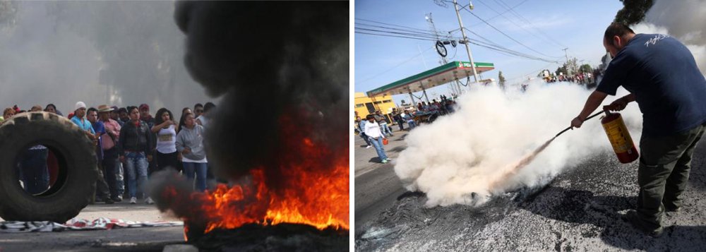 Bloqueios a terminais de armazenamento de combustível realizados por manifestantes mexicanos que protestam contra um aumento de dois dígitos no preço da gasolina têm gerado uma "situação crítica" em pelo menos três Estados mexicanos; companhia petrolífera estatal do México, a Pemex acrescentou que as operações de aeroportos próximos também podem ser afetadas decisão do Ministério das Finanças, na semana passada, de elevar os preços de combustíveis entre 14% e 20% gerou diversas manifestações de rua e críticas ao governo (Foto: Paulo Emílio) Bloqueios a terminais de armazenamento de combustível realizados por manifestantes mexicanos que protestam contra um aumento de dois dígitos no preço da gasolina têm gerado uma "situação crítica" em pelo menos três Estados mexicanos; companhia petrolífera estatal do México, a Pemex acrescentou que as operações de aeroportos próximos também podem ser afetadas decisão do Ministério das Finanças, na semana passada, de elevar os preços de combustíveis entre 14% e 20% gerou diversas manifestações de rua e críticas ao governo