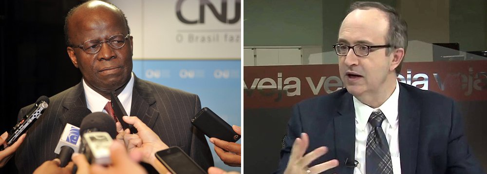 Ex-presidente do STF reagiu nesta sexta-feira 2, pelo Twitter, a críticas feitas por Reinaldo Azevedo depois de sua entrevista à Folha de S. Paulo; "Já era esperado, não era? Há um ano eu não dava entrevista. Abri a boca e já apareceu o primeiro ataque. Feroz. De quem? De um 'pau mandado' de grupos e partidos políticos chamado Reinaldo Azevedo. Um idiota que não tem consciência da própria irrelevância", detonou o ex-ministro; na entrevista, Barbosa definiu como "encenação" o impeachment de Dilma Rousseff; o blogueiro de Veja disse que as respostas de JB "trazem uma das maiores quantidades de bobagens por centímetro quadrado dos últimos tempos" (Foto: Felipe L. Goncalves) Ex-presidente do STF reagiu nesta sexta-feira 2, pelo Twitter, a críticas feitas por Reinaldo Azevedo depois de sua entrevista à Folha de S. Paulo; "Já era esperado, não era? Há um ano eu não dava entrevista. Abri a boca e já apareceu o primeiro ataque. Feroz. De quem? De um 'pau mandado' de grupos e partidos políticos chamado Reinaldo Azevedo. Um idiota que não tem consciência da própria irrelevância", detonou o ex-ministro; na entrevista, Barbosa definiu como "encenação" o impeachment de Dilma Rousseff; o blogueiro de Veja disse que as respostas de JB "trazem uma das maiores quantidades de bobagens por centímetro quadrado dos últimos tempos"