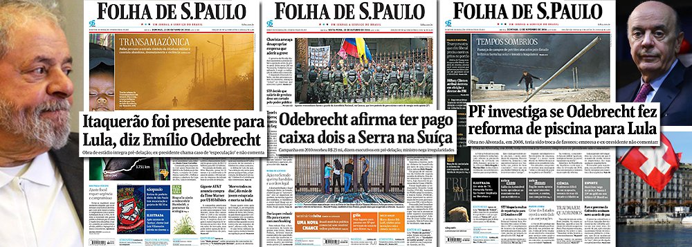 Às vésperas da abertura da caixa de Pandora da Odebrecht, o que se tem contra o ex-presidente Lula tem sido motivo de piada: primeiro, ele foi acusado de receber de presente o estádio do Corinthians; agora, o mimo teria sido a reforma de uma piscina de um patrimônio público, o Palácio do Alvorada; se é só isso, e se houver um mínimo de senso de Justiça, a grande história da Odebrecht será mesmo a que atinge o chanceler José Serra, que recebeu R$ 23 milhões numa conta secreta na Suíça, que, até onde se sabe, ainda não teve seu sigilo quebrado; Serra, curiosamente, dizia ter receio de que Lula fugisse do Brasil para escapar das investigações (Foto: Felipe L. Goncalves) Às vésperas da abertura da caixa de Pandora da Odebrecht, o que se tem contra o ex-presidente Lula tem sido motivo de piada: primeiro, ele foi acusado de receber de presente o estádio do Corinthians; agora, o mimo teria sido a reforma de uma piscina de um patrimônio público, o Palácio do Alvorada; se é só isso, e se houver um mínimo de senso de Justiça, a grande história da Odebrecht será mesmo a que atinge o chanceler José Serra, que recebeu R$ 23 milhões numa conta secreta na Suíça, que, até onde se sabe, ainda não teve seu sigilo quebrado; Serra, curiosamente, dizia ter receio de que Lula fugisse do Brasil para escapar das investigações