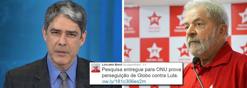 Estudo científico sobre a cobertura da imprensa brasileira, que comprova tecnicamente o massacre midiático contra o ex-presidente, foi apresentado pela defesa ao juiz Sérgio Moro e à Comissão Internacional de Direitos Humanos da ONU; dados referentes ao Jornal Nacional da Rede Globo mostram que, entre o final de dezembro de 2015 e agosto de 2016, foram ao ar praticamente 13 horas de notícias negativas sobre o ex-presidente; "Pesquisa entregue para ONU prova perseguição de Globo contra Lula", postou o ex-presidente no Twitter (Foto: Gisele Federicce) Estudo científico sobre a cobertura da imprensa brasileira, que comprova tecnicamente o massacre midiático contra o ex-presidente, foi apresentado pela defesa ao juiz Sérgio Moro e à Comissão Internacional de Direitos Humanos da ONU; dados referentes ao Jornal Nacional da Rede Globo mostram que, entre o final de dezembro de 2015 e agosto de 2016, foram ao ar praticamente 13 horas de notícias negativas sobre o ex-presidente; "Pesquisa entregue para ONU prova perseguição de Globo contra Lula", postou o ex-presidente no Twitter