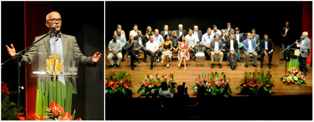 O prefeito de Aracaju, Edvaldo Nogueira (PCdoB), realizou nesta segunda-feira (2) a posse coletiva dos secretários municipais; em solenidade que lotou o teatro Atheneu, ele deu o tom de como será o trabalho da sua equipe: “Vamos inaugurar um novo estilo de governar. Faremos um governo transparente, realizador e que dialoga com a sociedade”; o prefeito pediu aos seus auxiliares que sejam criativos e sensíveis às demandas da comunidade; Edvaldo reafirmou ainda que irá “cortar na carne”; “Precisamos economizar. Todas as secretarias terão que se adequar”, reforçou (Foto: Valter Lima) O prefeito de Aracaju, Edvaldo Nogueira (PCdoB), realizou nesta segunda-feira (2) a posse coletiva dos secretários municipais; em solenidade que lotou o teatro Atheneu, ele deu o tom de como será o trabalho da sua equipe: “Vamos inaugurar um novo estilo de governar. Faremos um governo transparente, realizador e que dialoga com a sociedade”; o prefeito pediu aos seus auxiliares que sejam criativos e sensíveis às demandas da comunidade; Edvaldo reafirmou ainda que irá “cortar na carne”; “Precisamos economizar. Todas as secretarias terão que se adequar”, reforçou
