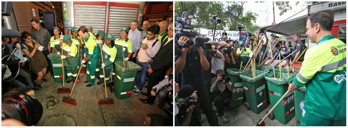 "Para quem passou a campanha no discurso falso de não-político, Doria não surpreendeu ninguém no primeiro dia na prefeitura de São Paulo. Apenas completou a fantasia política e vestiu-se de gari, mostrando que pretende cumprir seu mandato como se fosse um ator, profissional treinado para fingir ser aquilo que não é", escreve Paulo Moreira Leite; para ele, a cena demonstrou "pouco respeito tanto pelos profissionais da limpeza pública como pelas necessidades da maioria dos paulistanos"; "Retratado pelos aliados como símbolo do 'novo' da política brasileira em 2016, Doria encerrou o dia como a encarnação do velho Jânio Quadros, síntese das piores tragédias de um período em que a maioria dos brasileiros sequer sabia ler e escrever corretamente", diz PML (Foto: Paulo Moreira Leite) "Para quem passou a campanha no discurso falso de não-político, Doria não surpreendeu ninguém no primeiro dia na prefeitura de São Paulo. Apenas completou a fantasia política e vestiu-se de gari, mostrando que pretende cumprir seu mandato como se fosse um ator, profissional treinado para fingir ser aquilo que não é", escreve Paulo Moreira Leite; para ele, a cena demonstrou "pouco respeito tanto pelos profissionais da limpeza pública como pelas necessidades da maioria dos paulistanos"; "Retratado pelos aliados como símbolo do 'novo' da política brasileira em 2016, Doria encerrou o dia como a encarnação do velho Jânio Quadros, síntese das piores tragédias de um período em que a maioria dos brasileiros sequer sabia ler e escrever corretamente", diz PML