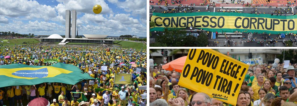 As manifestações anti-política deste domingo poderão ser de alguma utilidade para a democracia. Exibindo faixas 'Congresso corrupto', estabeleceram que não será possível, concebível e admissível a eleição indireta de um presidente quando 'a pinguela cair'", diz a colunista do 247 Tereza Cruvinel; "Tendo esculachado o Congresso, os indignados de domingo, que pouparam Temer e não deram um pio sobre o descalabro econômico que castiga o povo brasileiro, terão que apoiar a convocação de eleições diretas", afirma; para Tereza, o candidato de uma eleição direta em 2017, caso autorizada pelo Congresso, "terá de ser alguém que tenha o aval de Fernando Henrique e de Lula" (Foto: Tereza Cruvinel) As manifestações anti-política deste domingo poderão ser de alguma utilidade para a democracia. Exibindo faixas 'Congresso corrupto', estabeleceram que não será possível, concebível e admissível a eleição indireta de um presidente quando 'a pinguela cair'", diz a colunista do 247 Tereza Cruvinel; "Tendo esculachado o Congresso, os indignados de domingo, que pouparam Temer e não deram um pio sobre o descalabro econômico que castiga o povo brasileiro, terão que apoiar a convocação de eleições diretas", afirma; para Tereza, o candidato de uma eleição direta em 2017, caso autorizada pelo Congresso, "terá de ser alguém que tenha o aval de Fernando Henrique e de Lula"