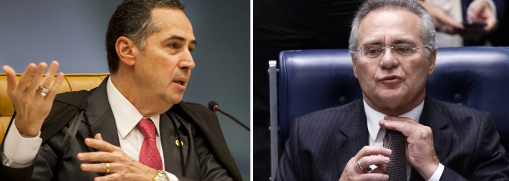 Ministro Luís Roberto Barroso colocou nesta quarta-feira, 7, mais uma porção de madeira na lenha que alimenta a fogueira da crise institucional entre o Supremo Tribunal Federal e o Senado Federal; "Eu não participo desse julgamento por estar impedido e portanto não quero fazer comentário sobre ele. Porém, falando em tese, diante de decisão judicial é possível protestar e apresentar recurso. Mas deixar de cumpri-la é crime de desobediência ou golpe de Estado", afirmou; pleno do STF julga nesta quarta-feira, 7, se confirma ou rejeita decisão de afastar Renan Calheiros (PMDB) da presidência do Senado (Foto: Aquiles Lins) Ministro Luís Roberto Barroso colocou nesta quarta-feira, 7, mais uma porção de madeira na lenha que alimenta a fogueira da crise institucional entre o Supremo Tribunal Federal e o Senado Federal; "Eu não participo desse julgamento por estar impedido e portanto não quero fazer comentário sobre ele. Porém, falando em tese, diante de decisão judicial é possível protestar e apresentar recurso. Mas deixar de cumpri-la é crime de desobediência ou golpe de Estado", afirmou; pleno do STF julga nesta quarta-feira, 7, se confirma ou rejeita decisão de afastar Renan Calheiros (PMDB) da presidência do Senado