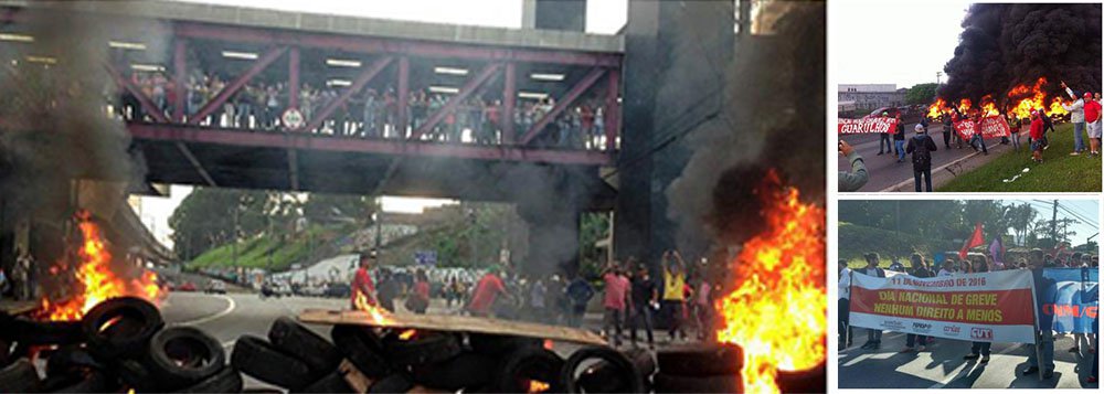 Na manhã desta sexta-feira, 11, movimentos sociais, centrais sindicais, estudantes e profissionais liberais realizaram manifestações contra a PEC que congela por 20 anos os gastos públicos nos estados do Acre, Alagoas, Amazonas, Bahia, Espírito Santo, Goiás, Minas Gerais, Mato Grosso do Sul, Pará, Pernambuco, Paraná, Rio Grande do Sul, Rio Grande do Norte, Santa Catarina e São Paulo, além do Distrito Federal; em São Paulo, as rodovias Anchieta, Anhanguera, Dutra, Régis Bittencourt e dos Bandeirantes foram bloqueadas no início da manhã. Também foram interditadas a Ponte João Dias, na zona sul da capital paulista, e a Estrada de Itapecerica (Foto: Aquiles Lins) Na manhã desta sexta-feira, 11, movimentos sociais, centrais sindicais, estudantes e profissionais liberais realizaram manifestações contra a PEC que congela por 20 anos os gastos públicos nos estados do Acre, Alagoas, Amazonas, Bahia, Espírito Santo, Goiás, Minas Gerais, Mato Grosso do Sul, Pará, Pernambuco, Paraná, Rio Grande do Sul, Rio Grande do Norte, Santa Catarina e São Paulo, além do Distrito Federal; em São Paulo, as rodovias Anchieta, Anhanguera, Dutra, Régis Bittencourt e dos Bandeirantes foram bloqueadas no início da manhã. Também foram interditadas a Ponte João Dias, na zona sul da capital paulista, e a Estrada de Itapecerica