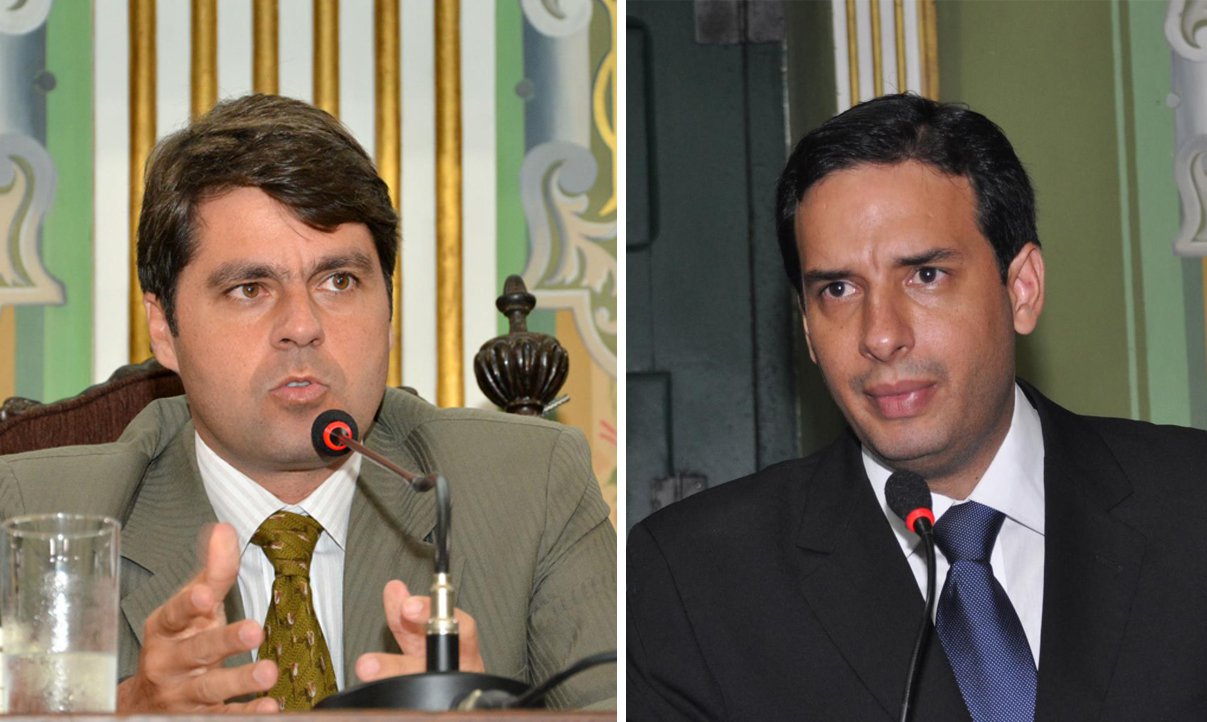 O prefeito ACM Neto (DEM) e o presidente da Câmara Municipal, Paulo Câmara (PSDB), almoçaram na segunda-feira (28) a sós com o objetivo de discutir a construção de uma saída para a disputa à sucessão no comando da Casa; no encontro, Câmara admitiu que já não reúne condições numéricas de derrotar o outro candidato da base governista, Leonardo Prates (DEM), de acordo com publicação do Política Livre; para selar a unidade, o prefeito ofereceu duas secretarias ao tucano, uma das quais seria indicada por ele e o deputado federal Antonio Imbassahy, e a outra, para ser compartilhada entre os deputados federais Jutahy Magalhães e João Gualberto (Foto: Romulo Faro) O prefeito ACM Neto (DEM) e o presidente da Câmara Municipal, Paulo Câmara (PSDB), almoçaram na segunda-feira (28) a sós com o objetivo de discutir a construção de uma saída para a disputa à sucessão no comando da Casa; no encontro, Câmara admitiu que já não reúne condições numéricas de derrotar o outro candidato da base governista, Leonardo Prates (DEM), de acordo com publicação do Política Livre; para selar a unidade, o prefeito ofereceu duas secretarias ao tucano, uma das quais seria indicada por ele e o deputado federal Antonio Imbassahy, e a outra, para ser compartilhada entre os deputados federais Jutahy Magalhães e João Gualberto