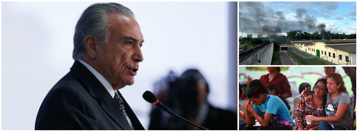 Embora até a ONU esteja cobrando explicações do Brasil sobre o massacre ocorrido num presídio em Manaus, que provocou a morte de 56 pessoas, Michel Temer decidiu que não falará a respeito; de acordo com o ministro da Justiça, Alexandre de Moraes, mais da metade dos mortos não tinha ligação com qualquer facção criminosa; Temer não irá falar por avaliar que o problema é restrito a Manaus e não diz respeito ao governo federal (Foto: Gisele Federicce) Embora até a ONU esteja cobrando explicações do Brasil sobre o massacre ocorrido num presídio em Manaus, que provocou a morte de 56 pessoas, Michel Temer decidiu que não falará a respeito; de acordo com o ministro da Justiça, Alexandre de Moraes, mais da metade dos mortos não tinha ligação com qualquer facção criminosa; Temer não irá falar por avaliar que o problema é restrito a Manaus e não diz respeito ao governo federal