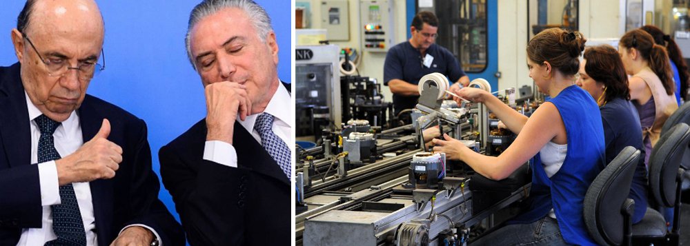 Resultado de outubro, de queda de 1,1%, é o pior em três anos, o que comprova que o golpe continua fazendo estragos na economia brasileira; sobre o mesmo mês do ano anterior, a produção apresentou queda de 7,3%, chegando ao 32º mês seguido no vermelho nessa base de comparação; depois de quedas do PIB de 5% em 2015 e de 3,5% em 2016, 2017 já é considerado um ano perdido; em Brasília, crescem as pressões pela demissão do ministro da Fazenda, Henrique Meirelles, que não apresentou nenhuma medida capaz de estimular uma retomada da economia; indústria afunda e investimentos nunca foram tão baixos como agora; promessa de Temer e Meirelles era a volta da confiança (Foto: Gisele Federicce) Resultado de outubro, de queda de 1,1%, é o pior em três anos, o que comprova que o golpe continua fazendo estragos na economia brasileira; sobre o mesmo mês do ano anterior, a produção apresentou queda de 7,3%, chegando ao 32º mês seguido no vermelho nessa base de comparação; depois de quedas do PIB de 5% em 2015 e de 3,5% em 2016, 2017 já é considerado um ano perdido; em Brasília, crescem as pressões pela demissão do ministro da Fazenda, Henrique Meirelles, que não apresentou nenhuma medida capaz de estimular uma retomada da economia; indústria afunda e investimentos nunca foram tão baixos como agora; promessa de Temer e Meirelles era a volta da confiança